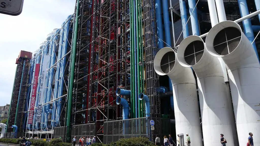 Ventilator pipes outside of the Centre Pompidou by Renzo Piano and Richard Rogers