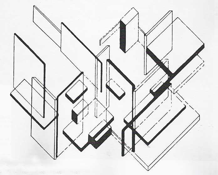 Fragmentation of cube by Theo Van Doesburg