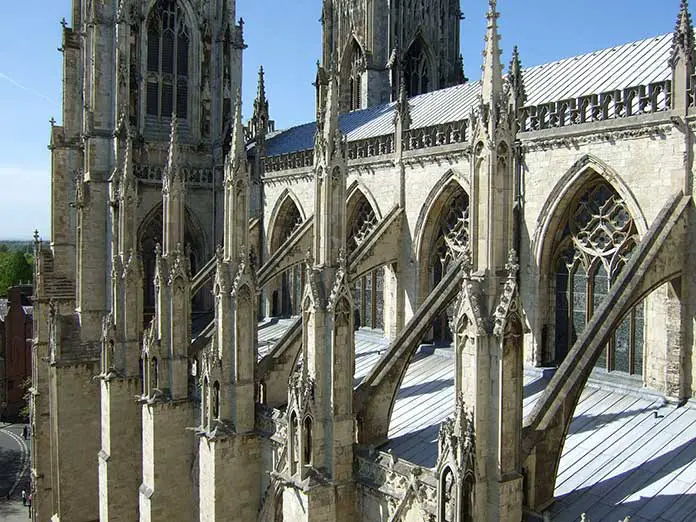 Flying buttresses of Gothic architecture style