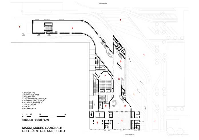 Ground floor plan of Maxxi Museum