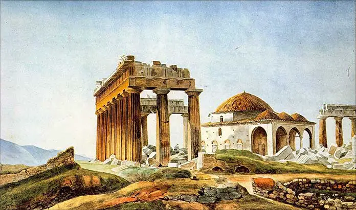 Drawing of the Parthenon Temple in Ottoman period