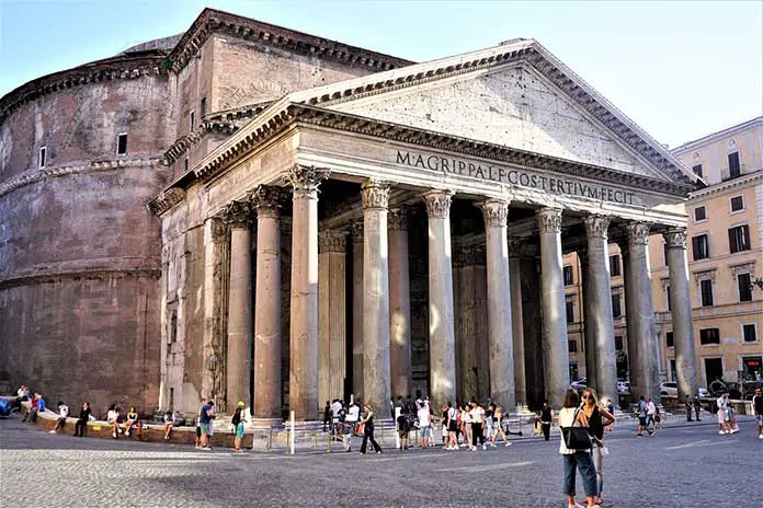 The ancient architecture of Pantheon Temple in Rome