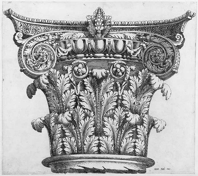 Composite order column capital as a part of classical architectural orders