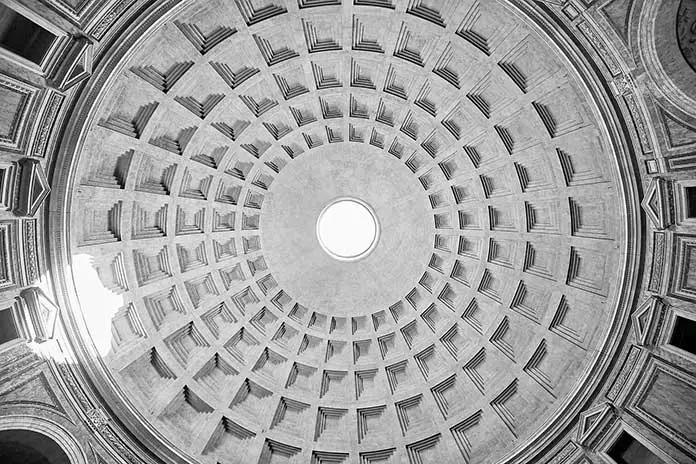Oculus located on the dome of Pantheon Temple