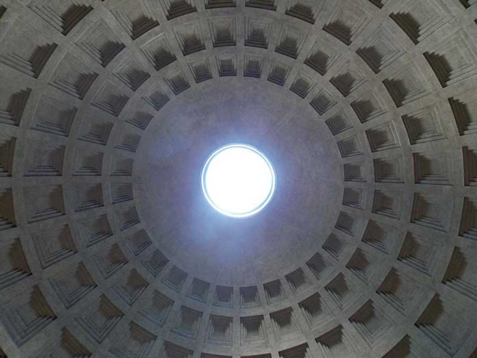 Pantheon Temple, which is one of the most important examples of ancient architecture of Romans