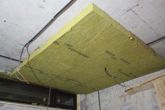 Ceiling installation of thermal insulation