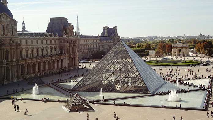 One of the most famous buildings in the world, Grand Louvre Pyramid of Paris