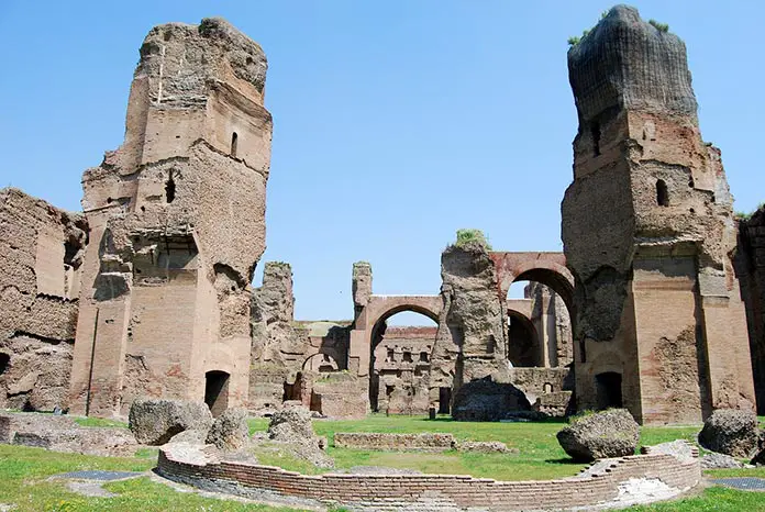 The Baths of Caracalla structure located in Rome