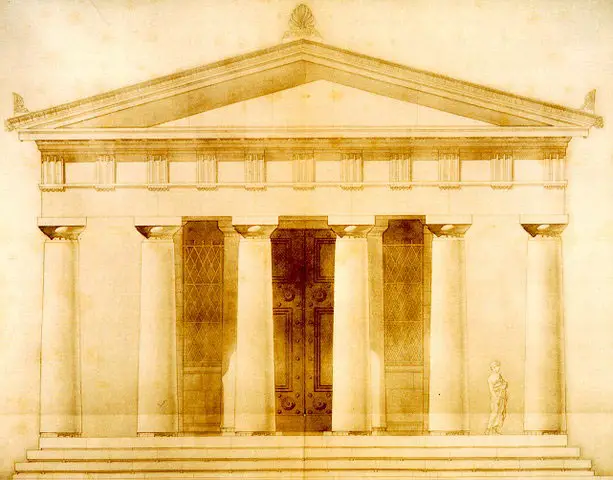 19th-century reconstruction of the Delias Temple of Apollo