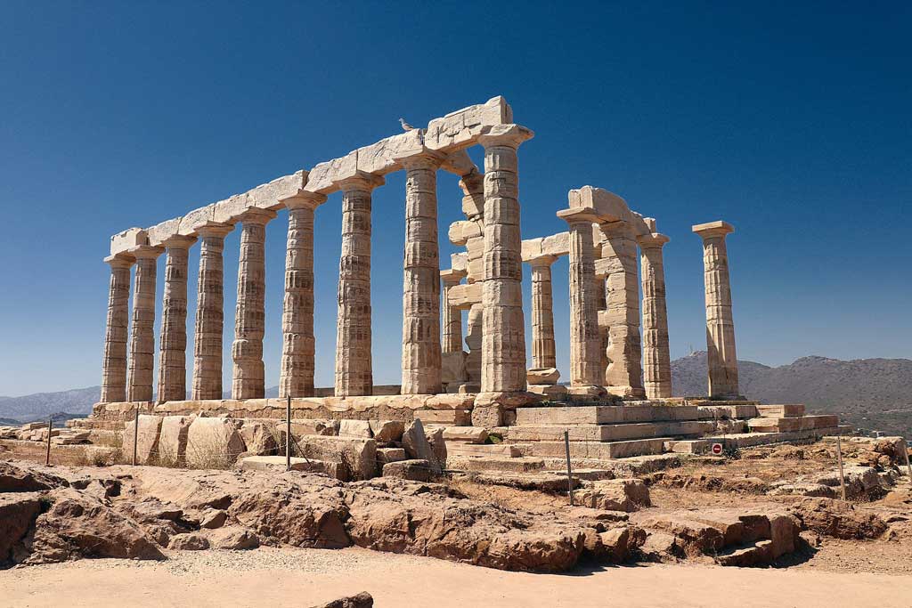 Ruins of Temple of Poseidon at Sounion, Italy