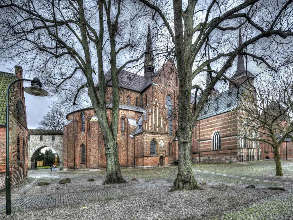 Roskilde Cathedral is a brick Gothic building
