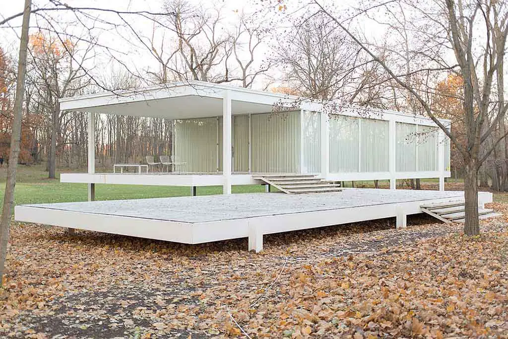 Farnsworth House is one of the most famous Mies van der Rohe buildings