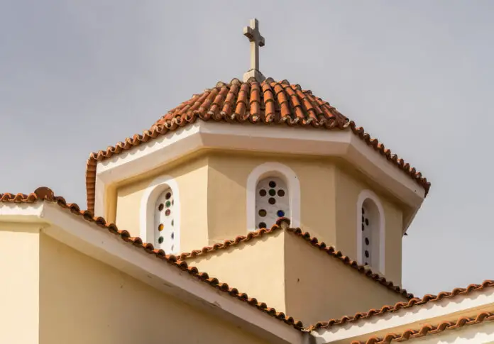 Dome of the Agios Nikolaos Church in Avlonari, Euboae, Greece.