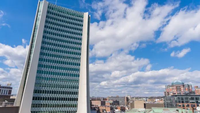 Exterior view of One Landmark Square in Stamford Connecticut